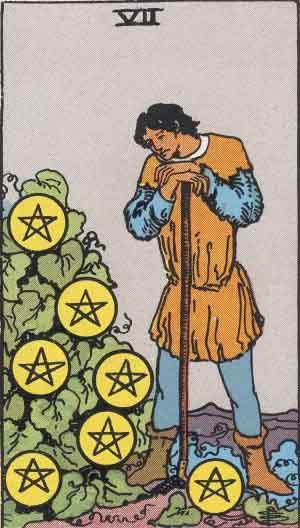 Seven of Pentacles Tarot Card Meaning Upright