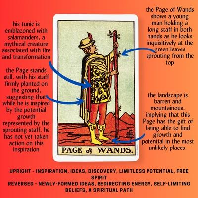 Page of Wands Tarot Card Meaning Reference Card